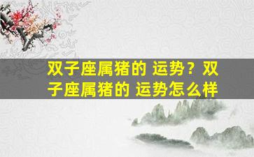 双子座属猪的 运势？双子座属猪的 运势怎么样